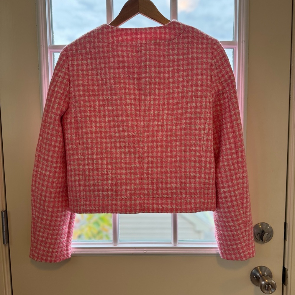 J. Crew Tweed Patch Pocket Lady Jacket, Size 8, Bubblegum Pink and White - Picture 7 of 10